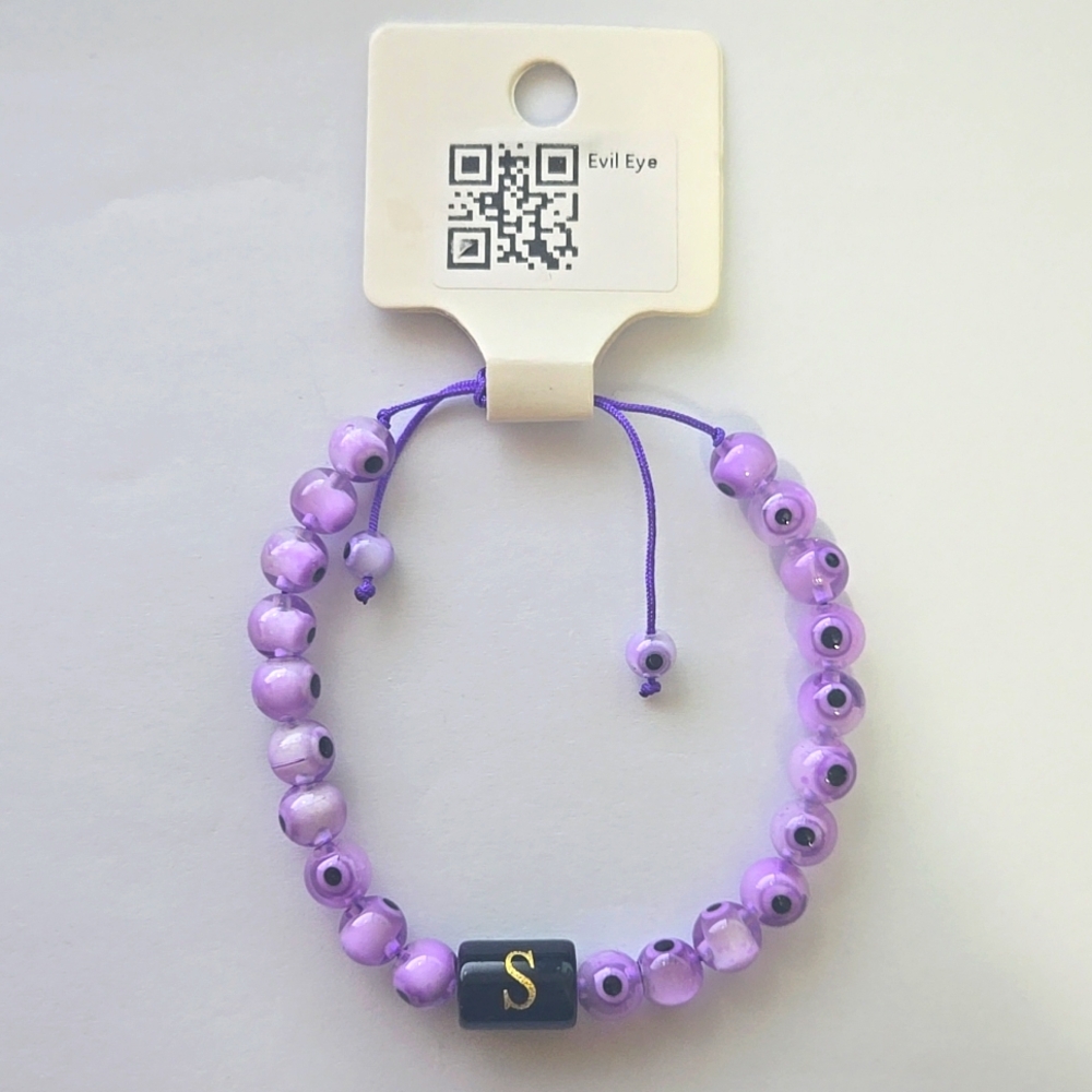 Evil Eye Gem Stone Bracelet Letter S